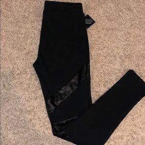 NASTY GAL  black leggings with leather detail